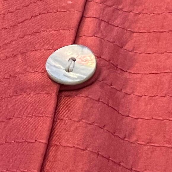 Vintage Linden Hill Pink Coral 100% silk Button up shirt mandarin collar sz XXL - Picture 3 of 5